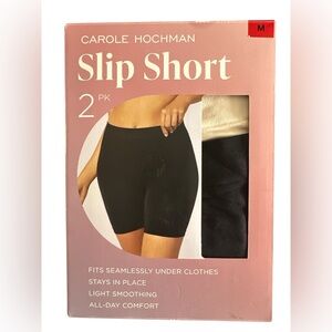 NWT Carole Hochman Women's Slip Short, 2-pack Nude, Black M